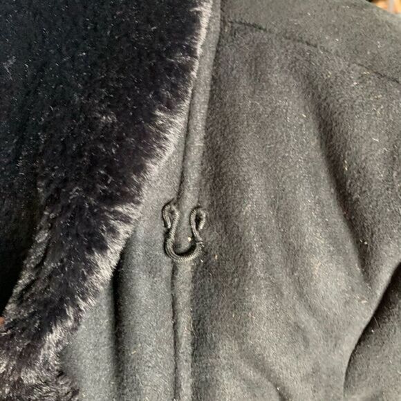 Dress Barn Black faux Shearling coat drape front 🖤 WARM size medium beautiful! - Picture 6 of 13